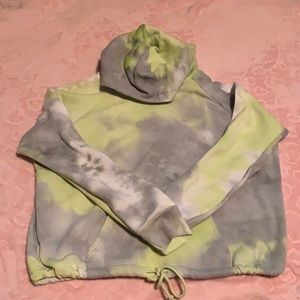 Grey & lime green hoodie.